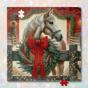 Waterverf Paard en Feestelijk Boerderij Kerst Legpuzzel
