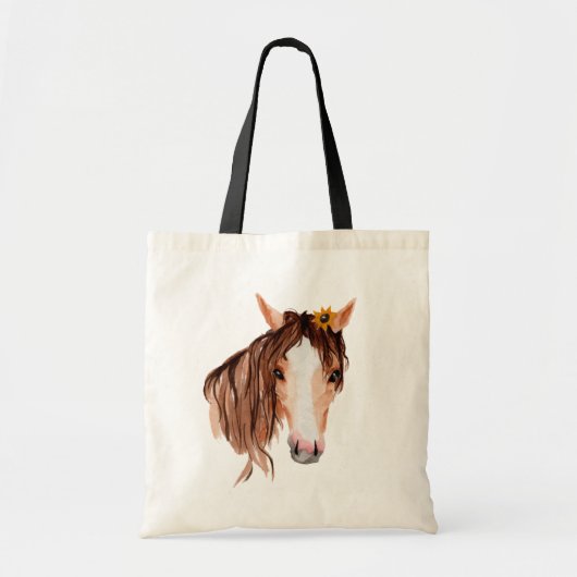 Waterverf Paard: "Het leven is beter..." Tote Bag (Voorkant)