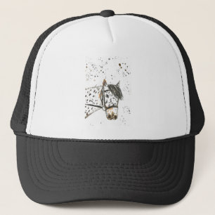 Waterverf paard met zwarte en witte vlek trucker pet