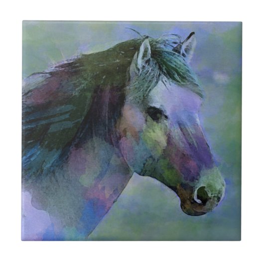 Waterverf paard tegeltje (Voorkant)