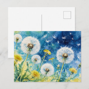 Waterverf Paardenbloem Dromen Geometrische Bloem Briefkaart