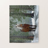 Waterverf Paardenbos sneeuw Legpuzzel (Verticaal)