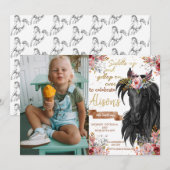 Waterverf paardenverjaardagscowgirl kaart (Voorkant / Achterkant)