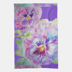 Waterverf Paars bloemen bloemen Theedoek