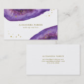 Waterverf Paars en Faux Gold Geode Visitekaartje (Voorkant / Achterkant)