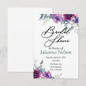 Waterverf paars en mauve florale uitnodiging (Voorkant / Achterkant)