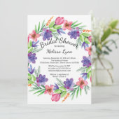 Waterverf Paars en roze bloemen Vrijgezellenfeest Kaart (Staand voorkant)