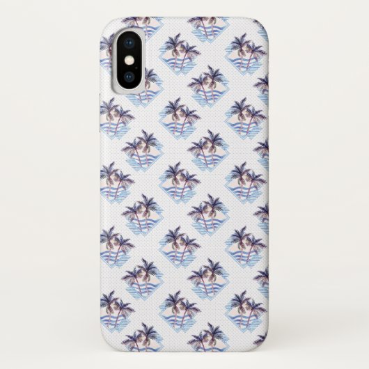 Waterverf Paars Geometrische palmboom Patroon Case-Mate iPhone Case (Achterkant)