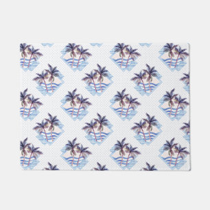Waterverf Paars Geometrische palmboom Patroon Deurmat