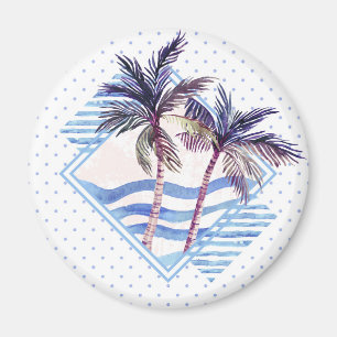 Waterverf Paars Geometrische palmboom Patroon Magneet