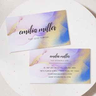 Waterverf Paars Gold Abstract Calligrafie Script Visitekaartje