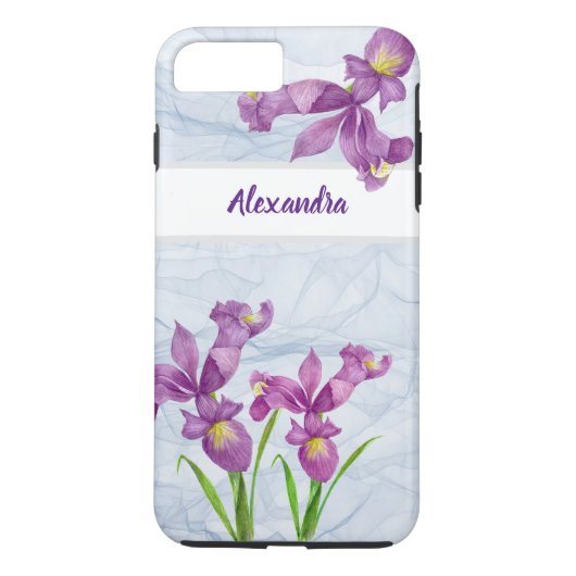 Waterverf Paars Iris botanische flora Organza Case-Mate iPhone Case (Achterkant)