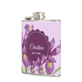 Waterverf Paars Iris Botanische illustratie Heupfles (Links)