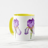 Waterverf Paars Iris Botanische Mok (Voorkant links)