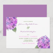 Waterverf Paars Pink Hydrangeas Rehearings Dinner Kaart (Voorkant / Achterkant)