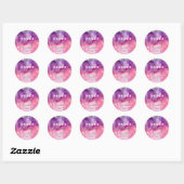 Waterverf Paars Roze Ronde Retouradres Sticker (Vel)