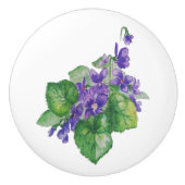 Waterverf Paars Violet Flower. Floral Keramische Knop (Voorkant)