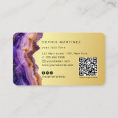 Waterverf Paarse Agaat goud glitters & QR Code Visitekaartje (Achterkant)