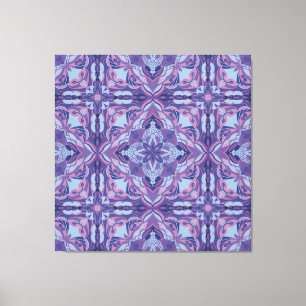 Waterverf Paarse Azulejo-Spaanse Tegel Canvas Afdruk