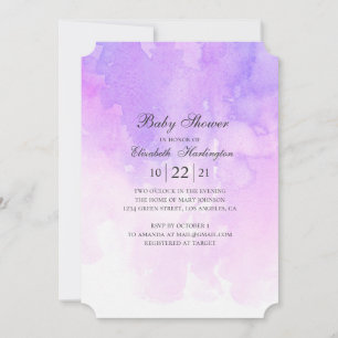 Waterverf paarse baby shower. Lavendel modern Kaart
