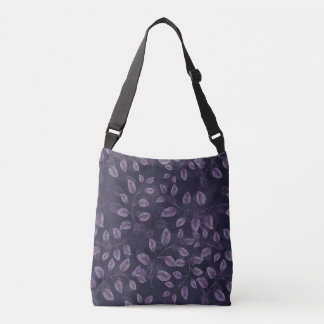 Waterverf Paarse bladeren patroon Crossbody Tas