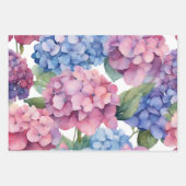 Waterverf Paarse, Blauwe, Roze Hydrangea Flowers Inpakpapier Vel (Voorkant 3)