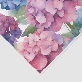 Waterverf Paarse, Blauwe, Roze Hydrangea Flowers Tissuepapier (Detail)