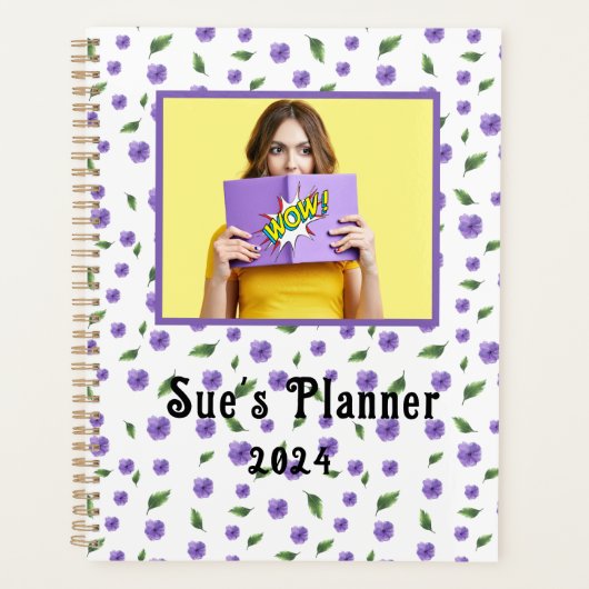 Waterverf Paarse Bloem 2024Custom Planner (Voorkant)