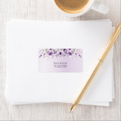 Waterverf Paarse Bloemen Adres Label (Insitu)