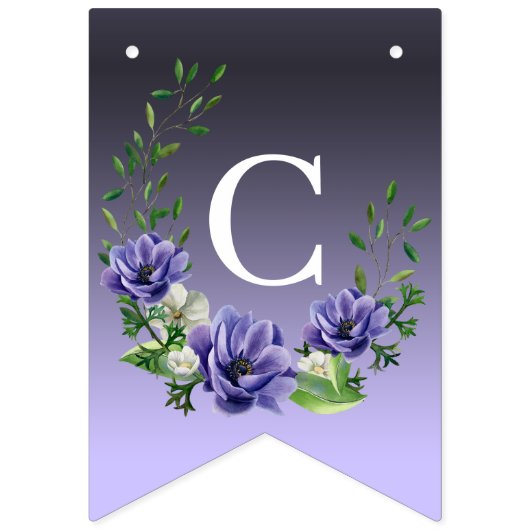 Waterverf Paarse Bloemen Bunting Flag Vlaggetjes (Eerste vlag)