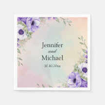 waterverf paarse bloemen elegante script bruiloft