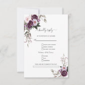 Waterverf Paarse Bloemen Huwelijksverzoek RSVP Kaartje (Voorkant)