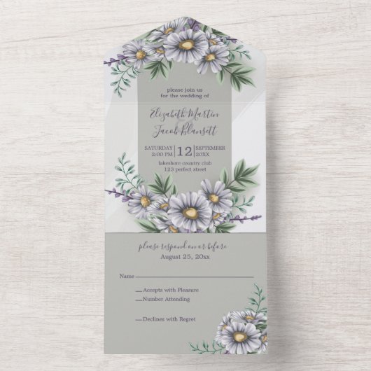 Waterverf Paarse bloemen in één uitnodiging (Binnen)