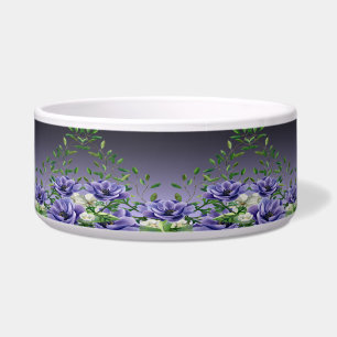 Waterverf Paarse Bloemen Keramische Pet Bowl Voerbakje