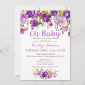 Waterverf Paarse Bloemen Modern Baby shower Kaart (Voorkant)