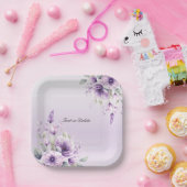 Waterverf Paarse Bloemen Papier Bord (Feest)