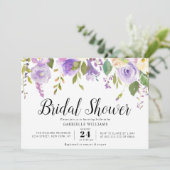 waterverf paarse bloemen vrijgezellenfeest kaart (Staand voorkant)