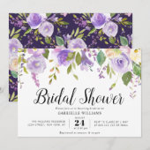 waterverf paarse bloemen vrijgezellenfeest kaart (Voorkant / Achterkant)