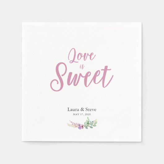 Waterverf Paarse Bloemendesign voor Algemene Evene Servet (Voorkant)