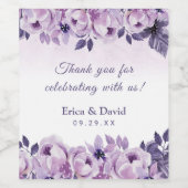 Waterverf Paarse bloemenelegante lentebruiloft Wijn Etiket (Enkel label)