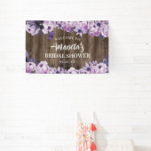 Waterverf Paarse Bloemenschuur Houten Bruiloft Spandoek (Insitu)