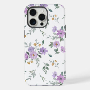 Waterverf paarse bloempatroon iPhone 15 pro max hoesje