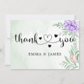 Waterverf Paarse Blooms Bouquet Wedding Bedankkaart (Achterkant)