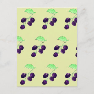 Waterverf Paarse Braam Botanisch Briefkaart