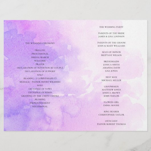 Waterverf paarse bruiloft. Lavender-programma gevo (Achterkant)