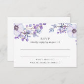 Waterverf paarse bruiloft. Lila botanisch RSVP Kaartje (Voorkant / Achterkant)