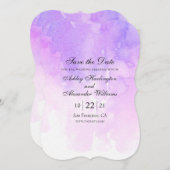Waterverf paarse bruiloft. Romantische lavendel Save The Date (Voorkant / Achterkant)