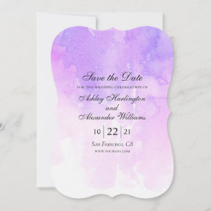Waterverf paarse bruiloft. Romantische lavendel Save The Date