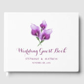 Waterverf Paarse Calla Lily Bloemenbruiloft Gastenboek (Voorkant)
