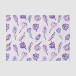 Waterverf Paarse Crocus Spring Flowers Tissuepapier